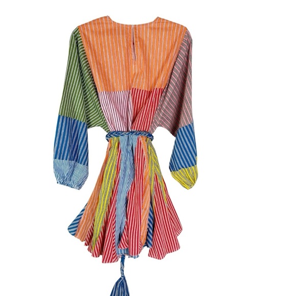 NWT Rhode Ella Cotton Patchwork Pinstripe Minidress Size S - Picture 8 of 16